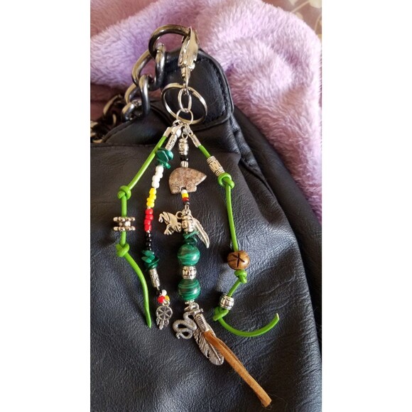 Snake Key Ring Medicine Wheel Totem - for Purse, Drum, Car & Bookmark - Picture 4 of 6